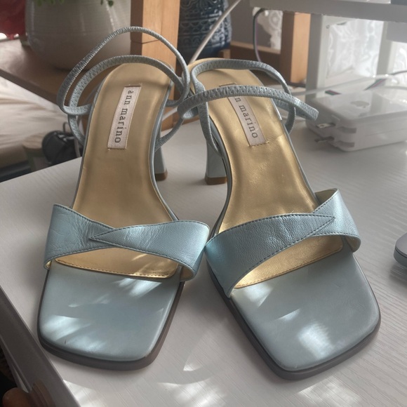Ann Marino Baby Blue Leather Strap Heal - Picture 2 of 6